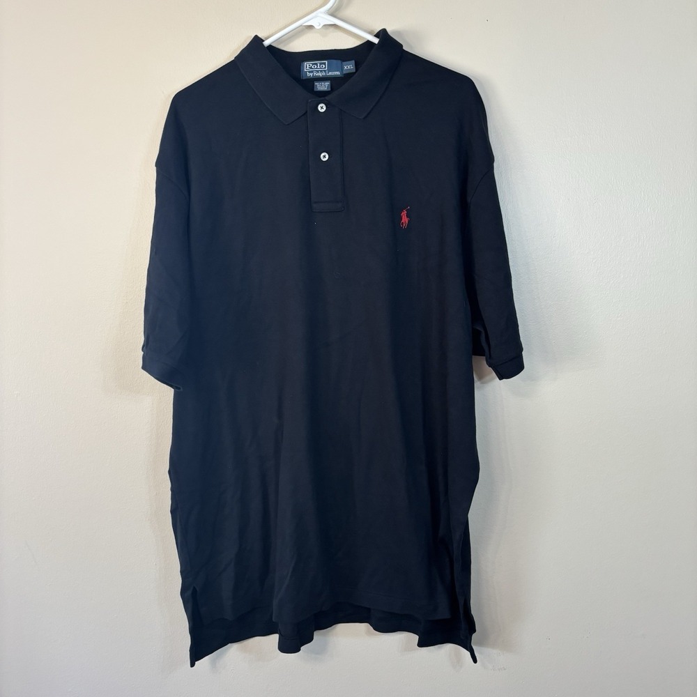 Polo Ralph Lauren Men's XXL Black Pique Cotton Short Sleeve Pony Logo Polo Shirt